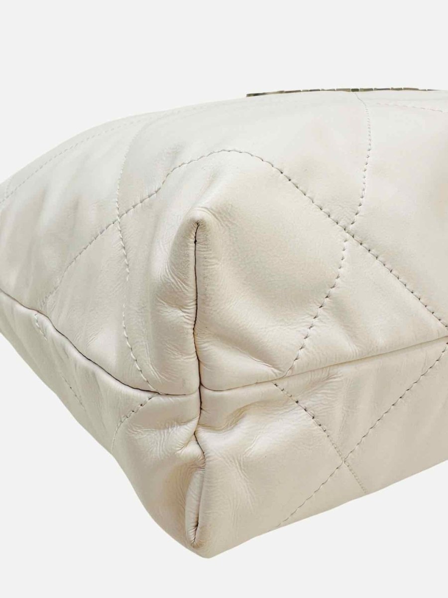 Pre - loved CHANEL 22 White Quilted Shoulder Bag at Reems Closet