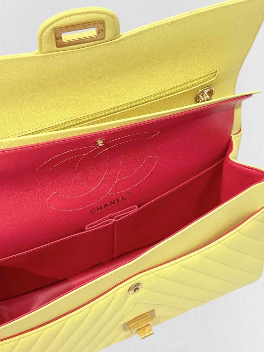 Pre - loved CHANEL 2.55 Reissue Yellow Chevron Shoulder Bag at Reems Closet