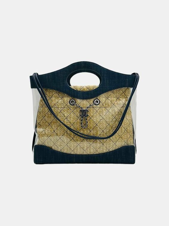 Pre - loved CHANEL 31 Shopping Blue & Beige Shoulder Bag at Reems Closet