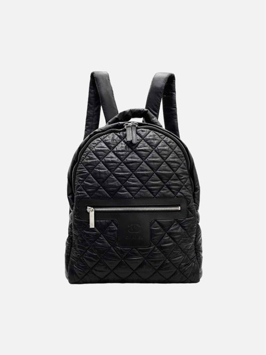 Pre - loved CHANEL Backpack Black Quilted Backpack at Reems Closet