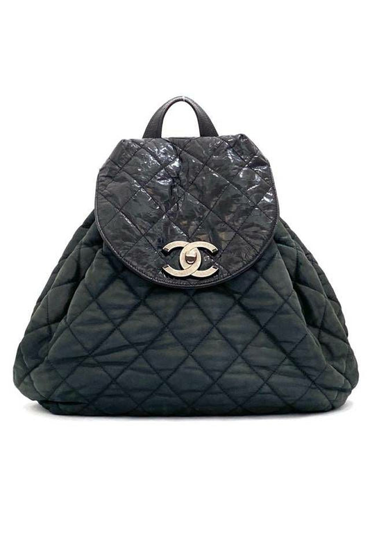 Pre - loved CHANEL Backpack Khaki & Black Backpack at Reems Closet