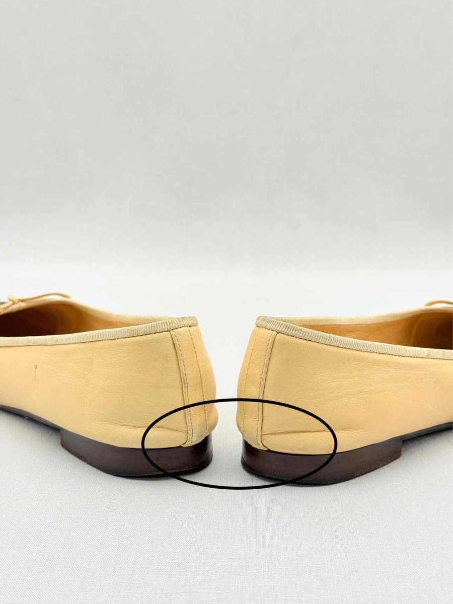 Pre - loved CHANEL Beige & Black Cap Toe Size EU 38 Ballet Flats at Reems Closet