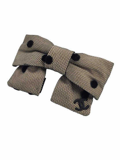 Pre - loved CHANEL Beige & Black Polka Dot Hair Clip at Reems Closet