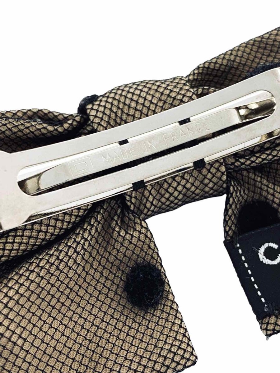 Pre - loved CHANEL Beige & Black Polka Dot Hair Clip at Reems Closet