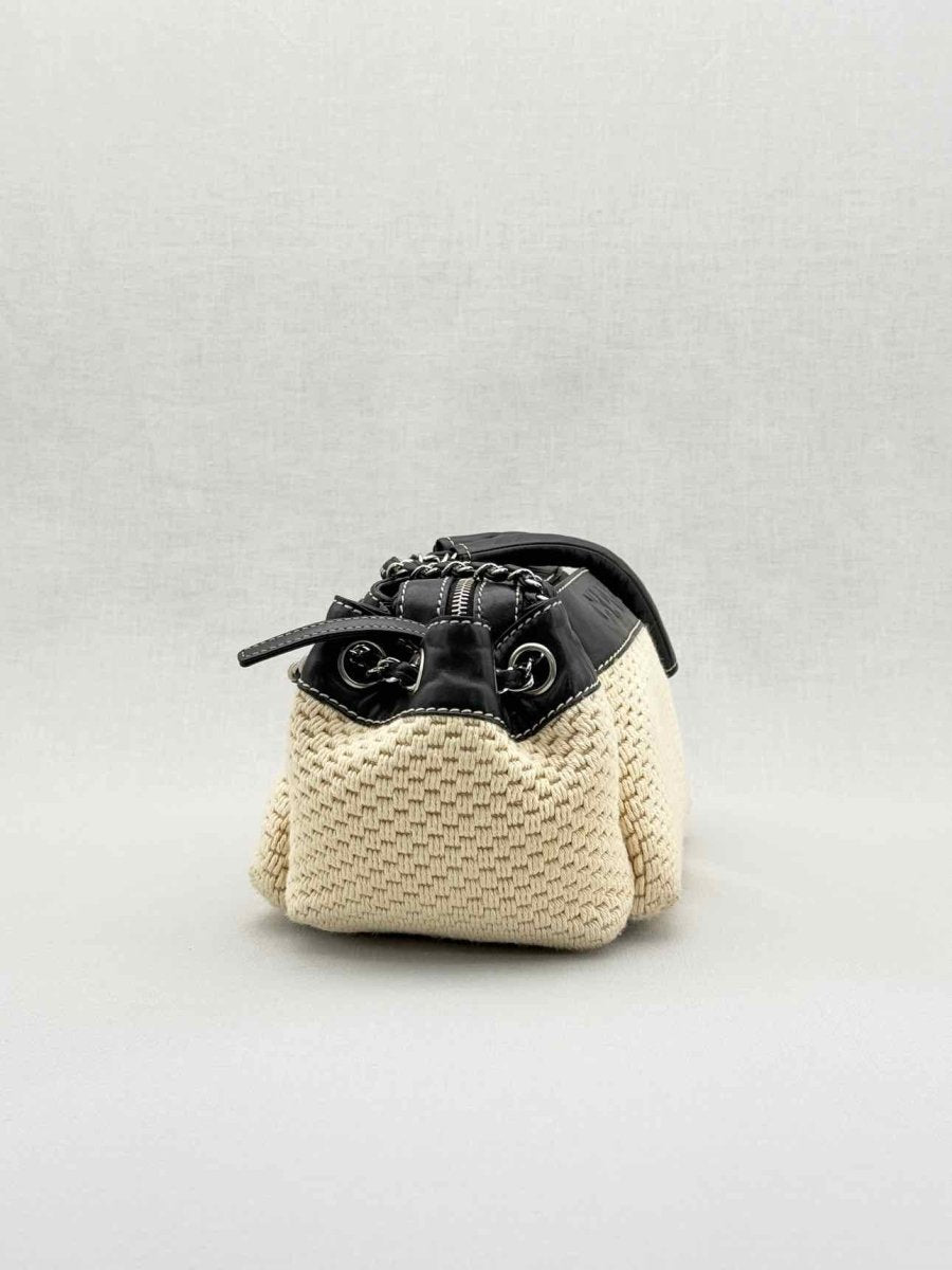 Pre - loved CHANEL Beige & Black Shoulder Bag at Reems Closet