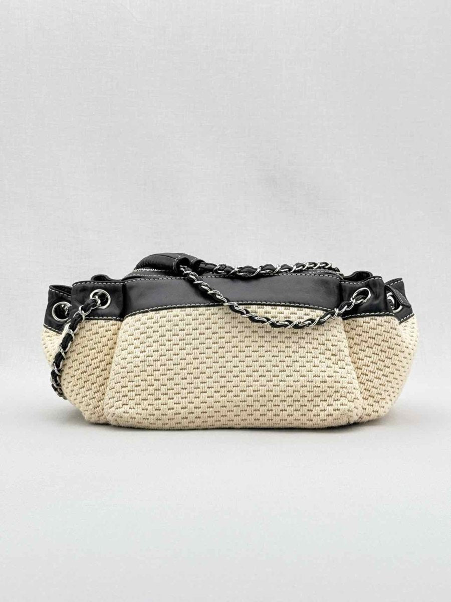 Pre - loved CHANEL Beige & Black Shoulder Bag at Reems Closet