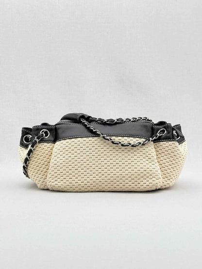 Pre - loved CHANEL Beige & Black Shoulder Bag at Reems Closet