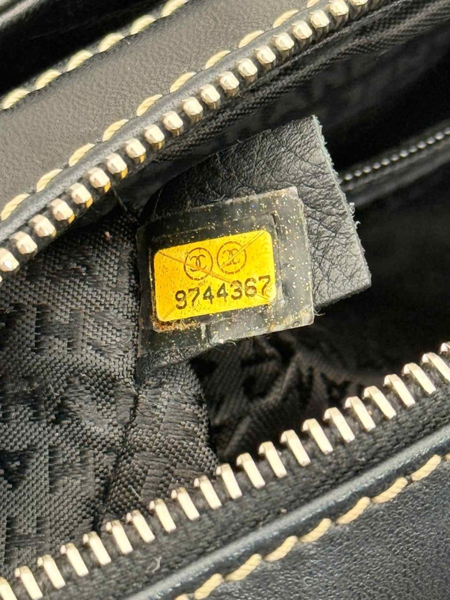 Pre - loved CHANEL Beige & Black Shoulder Bag at Reems Closet