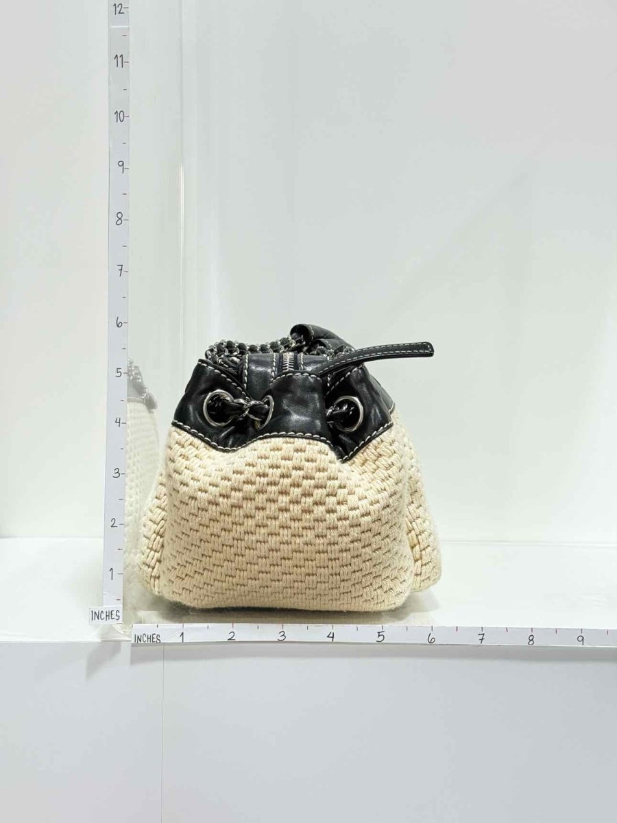 Pre - loved CHANEL Beige & Black Shoulder Bag at Reems Closet