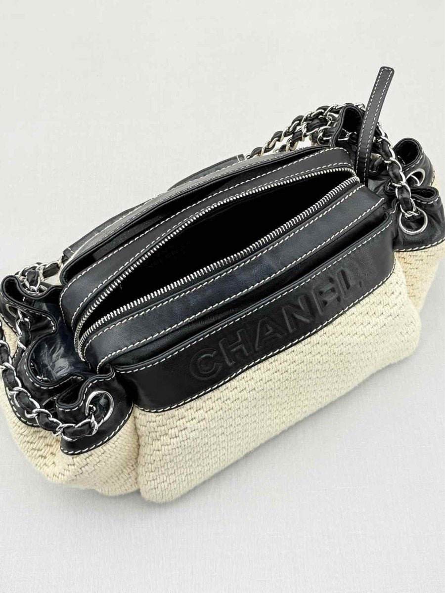 Pre - loved CHANEL Beige & Black Shoulder Bag at Reems Closet