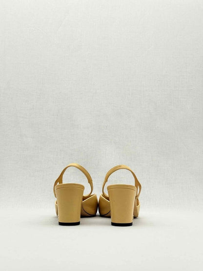 Pre - loved CHANEL Beige & Black Size EU 37.5 Slingbacks at Reems Closet