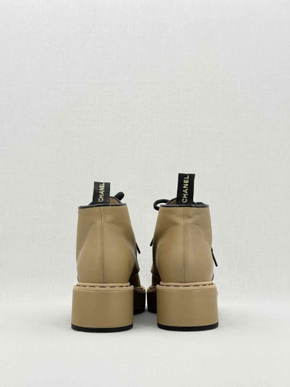 Pre - loved CHANEL Beige & Black Size EU 39 Boots at Reems Closet