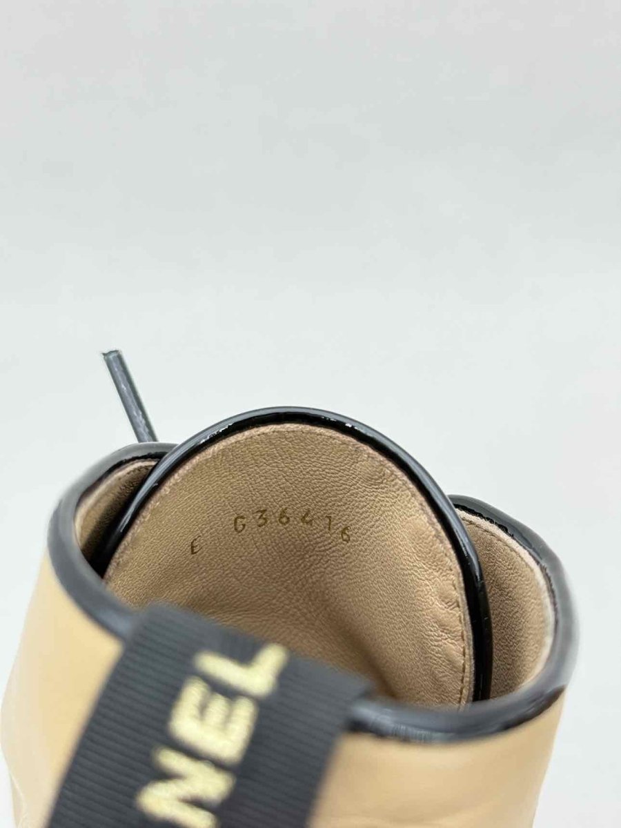 Pre - loved CHANEL Beige & Black Size EU 39 Boots at Reems Closet