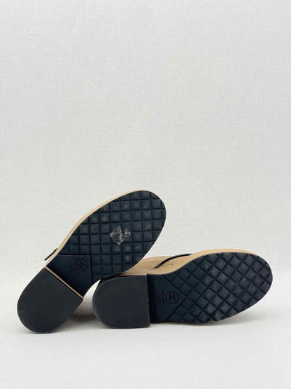 Pre - loved CHANEL Beige & Black Size EU 39 Boots at Reems Closet