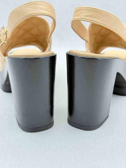 Pre - loved CHANEL Beige Quilted Size EU 38 Heeled Sandals at Reems Closet