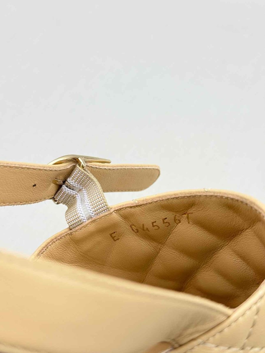 Pre - loved CHANEL Beige Quilted Size EU 38 Heeled Sandals at Reems Closet