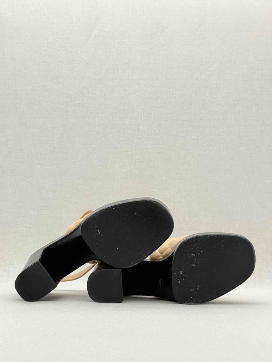 Pre - loved CHANEL Beige Quilted Size EU 38 Heeled Sandals at Reems Closet