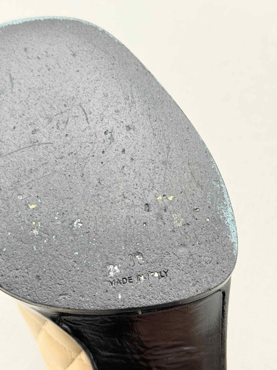 Pre - loved CHANEL Beige Quilted Size EU 38 Heeled Sandals at Reems Closet