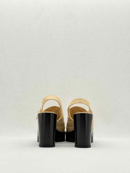 Pre - loved CHANEL Beige Quilted Size EU 38 Heeled Sandals at Reems Closet