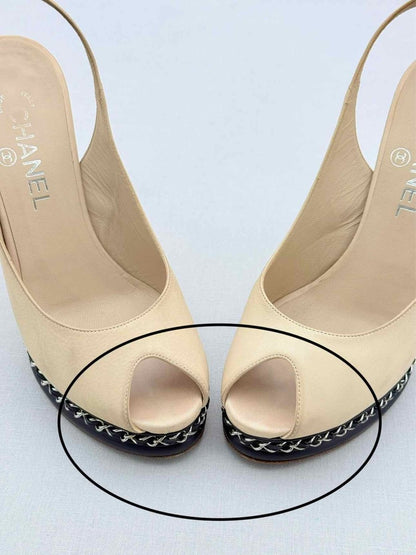 Pre - loved CHANEL Beige Size EU 38 Slingbacks at Reems Closet