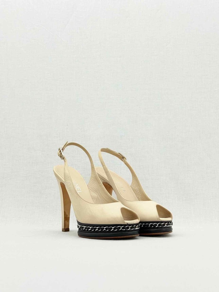 Pre - loved CHANEL Beige Size EU 38 Slingbacks at Reems Closet
