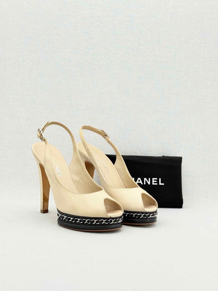 Pre - loved CHANEL Beige Size EU 38 Slingbacks at Reems Closet