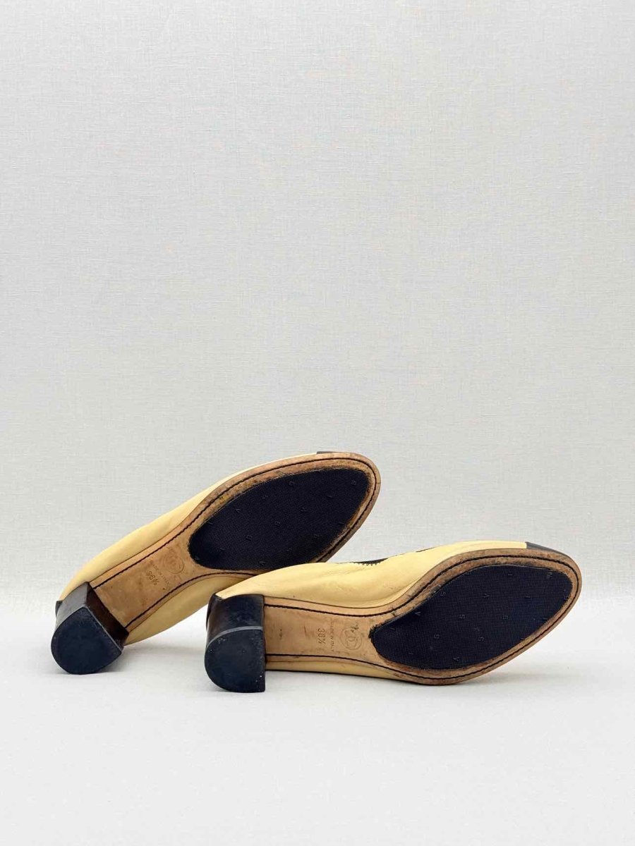 Pre - loved CHANEL Beige w/ Black Size EU 38.5 Pumps at Reems Closet