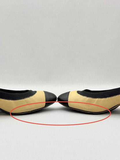 Pre - loved CHANEL Beige w/ Black Size EU 38.5 Pumps at Reems Closet