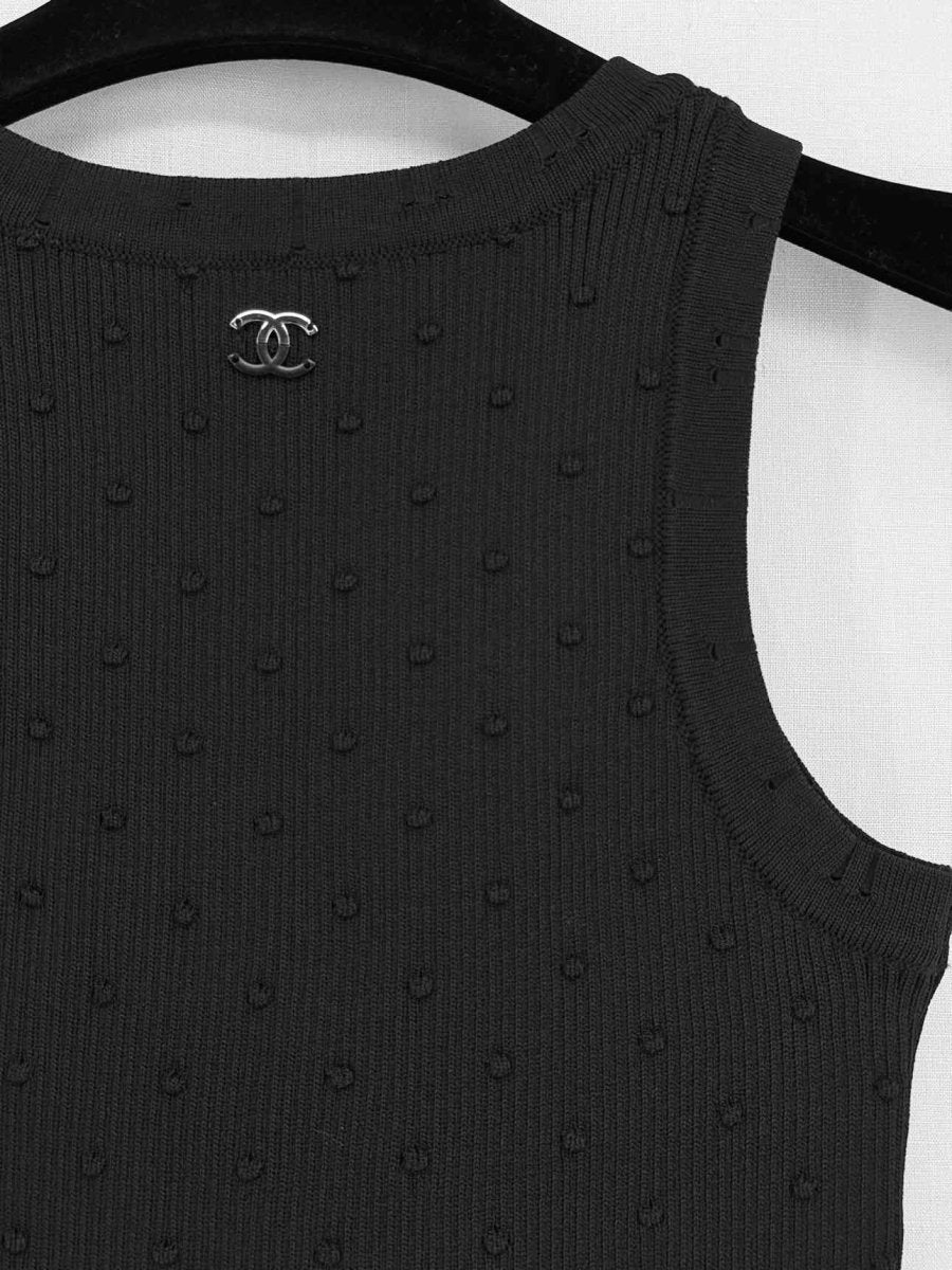 Pre - loved CHANEL Black Boucle Size US 4 Tank Top at Reems Closet