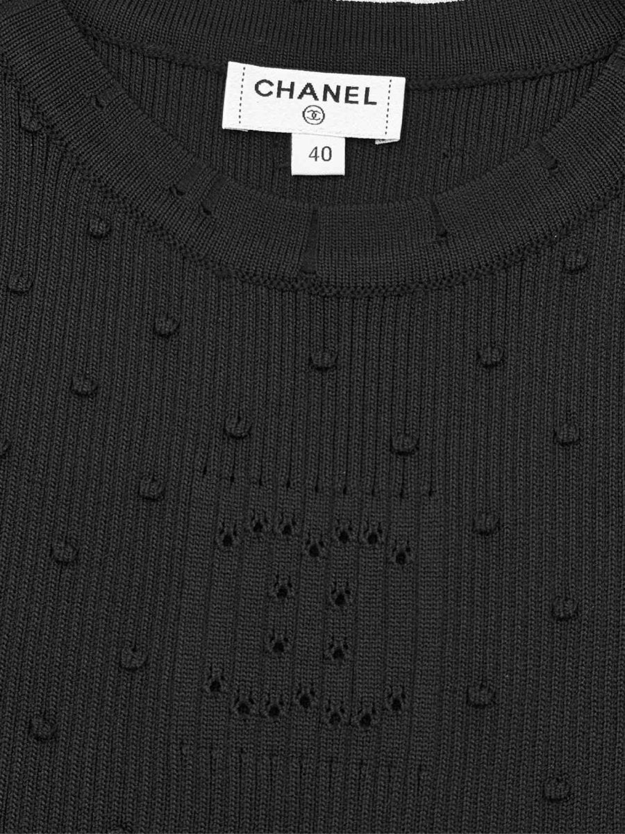 Pre - loved CHANEL Black Boucle Size US 4 Tank Top at Reems Closet