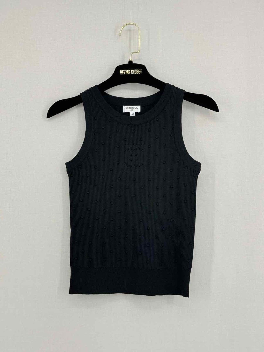 Pre - loved CHANEL Black Boucle Size US 4 Tank Top at Reems Closet