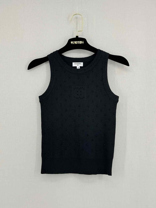 Pre - loved CHANEL Black Boucle Size US 4 Tank Top at Reems Closet