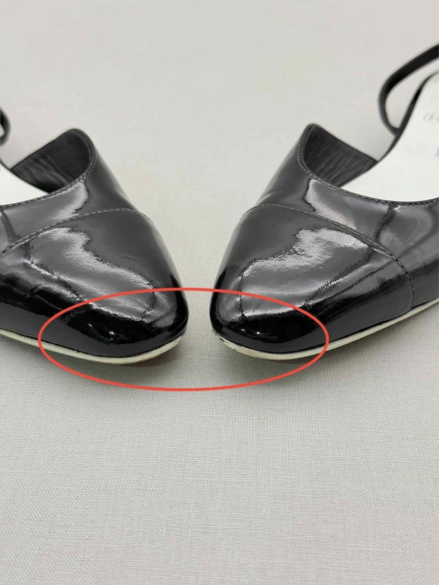 Pre-loved CHANEL Black Cap Toe Size EU 35.5 Flats at Reems Closet