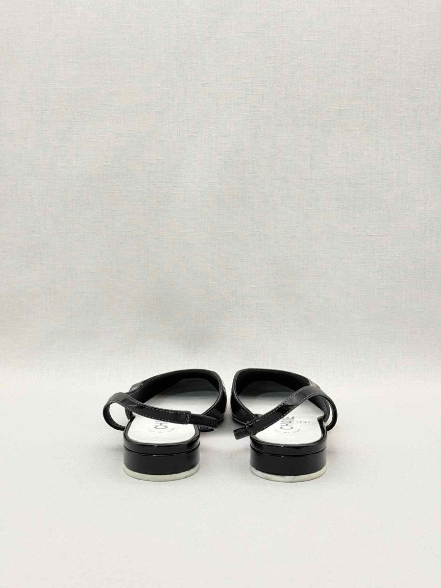 Pre-loved CHANEL Black Cap Toe Size EU 35.5 Flats at Reems Closet