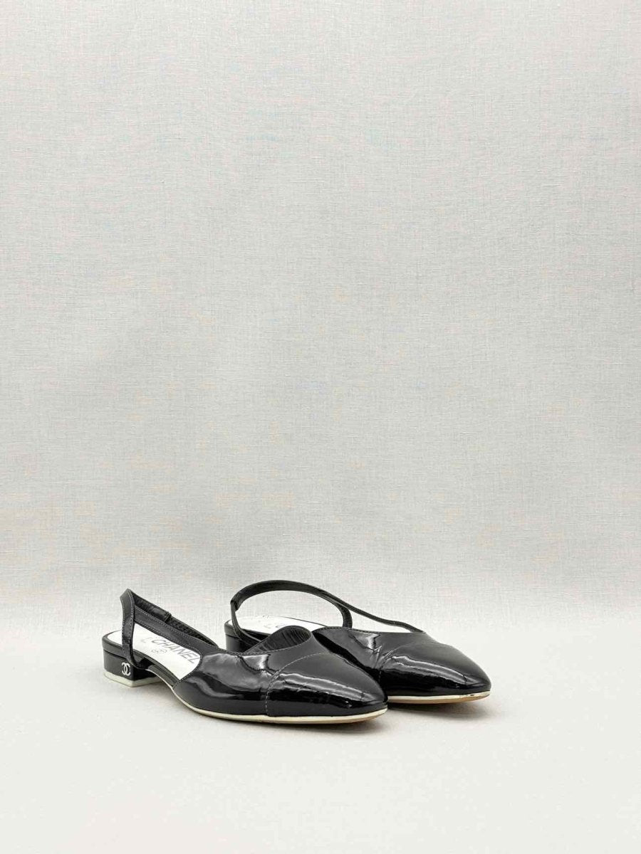 Pre-loved CHANEL Black Cap Toe Size EU 35.5 Flats at Reems Closet