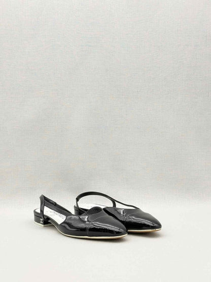 Pre-loved CHANEL Black Cap Toe Size EU 35.5 Flats at Reems Closet