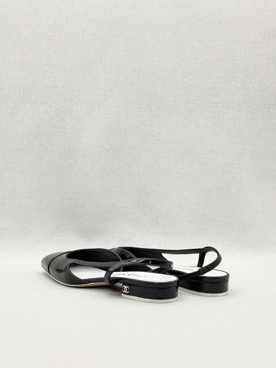 Pre-loved CHANEL Black Cap Toe Size EU 35.5 Flats at Reems Closet
