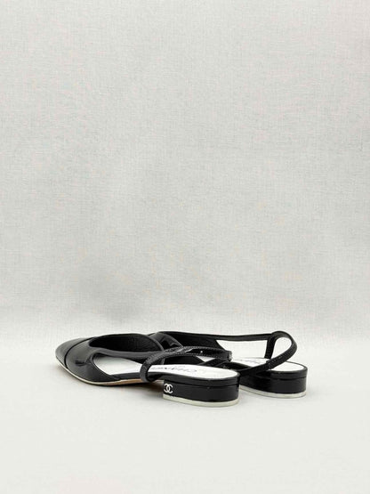 Pre-loved CHANEL Black Cap Toe Size EU 35.5 Flats at Reems Closet
