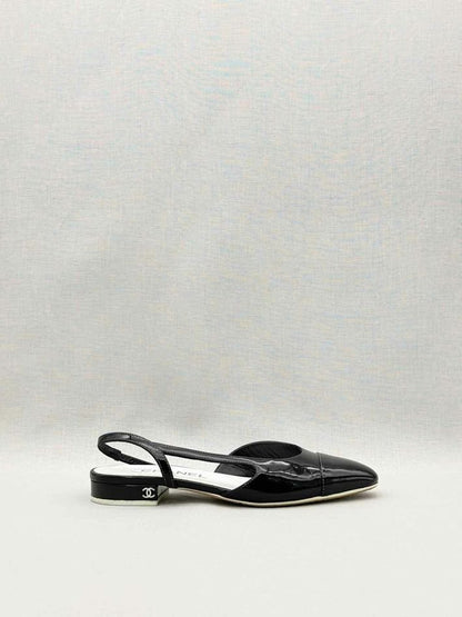Pre-loved CHANEL Black Cap Toe Size EU 35.5 Flats at Reems Closet