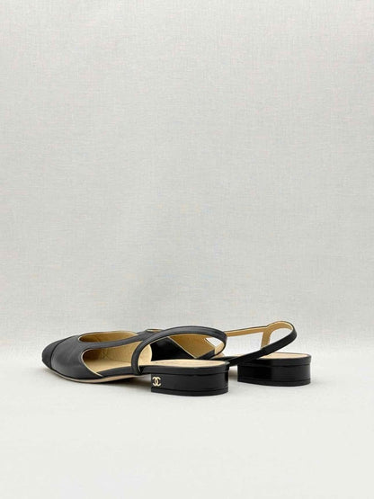 Pre-loved CHANEL Black Cap Toe Size EU 38.5 Slingbacks at Reems Closet