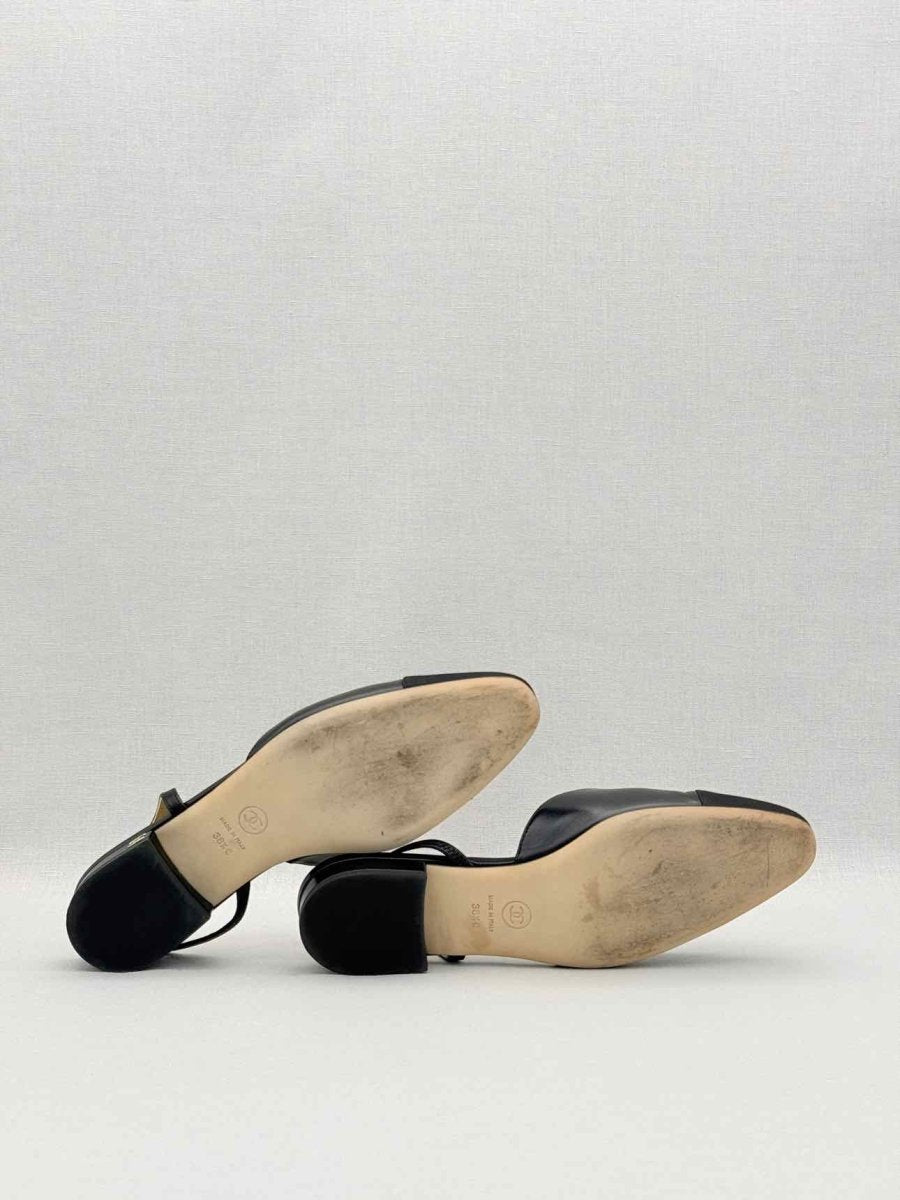Pre-loved CHANEL Black Cap Toe Size EU 38.5 Slingbacks at Reems Closet