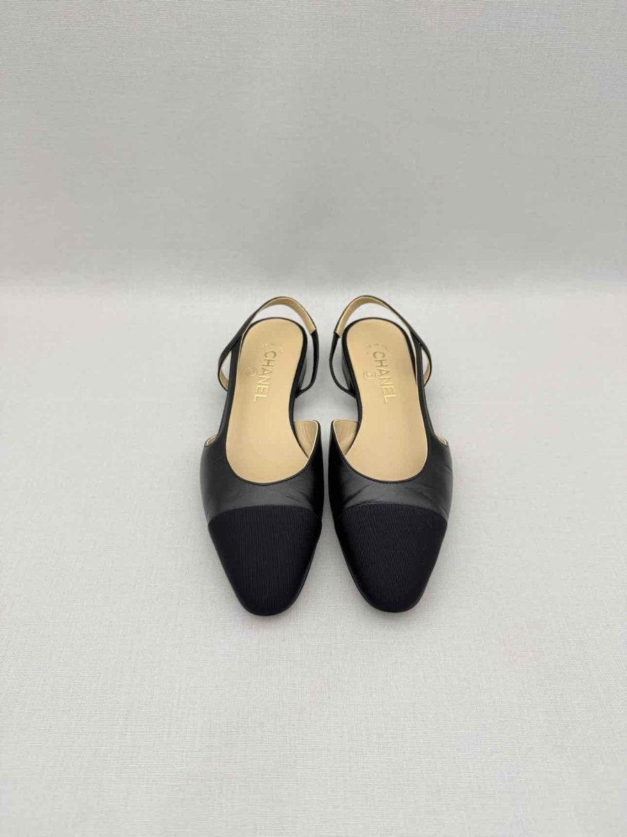 Pre-loved CHANEL Black Cap Toe Size EU 38.5 Slingbacks at Reems Closet