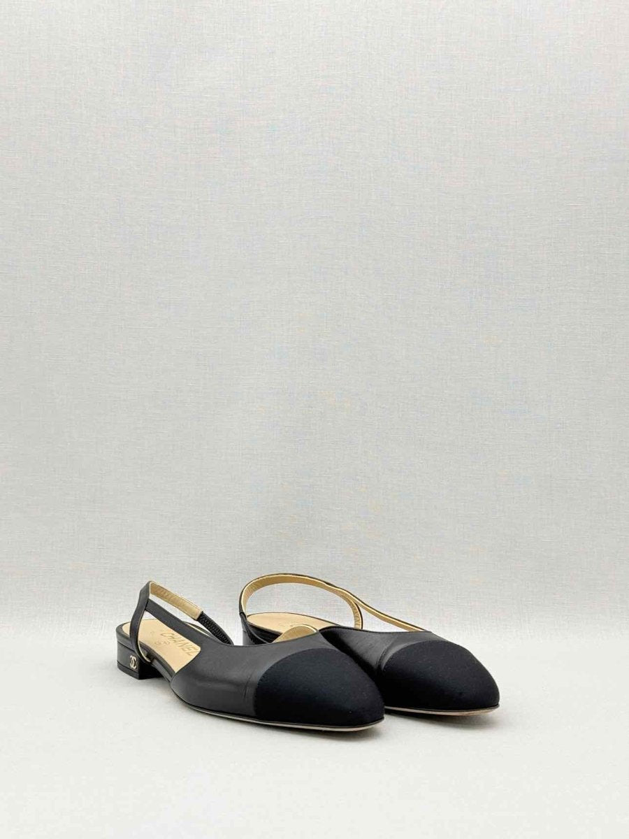 Pre-loved CHANEL Black Cap Toe Size EU 38.5 Slingbacks at Reems Closet
