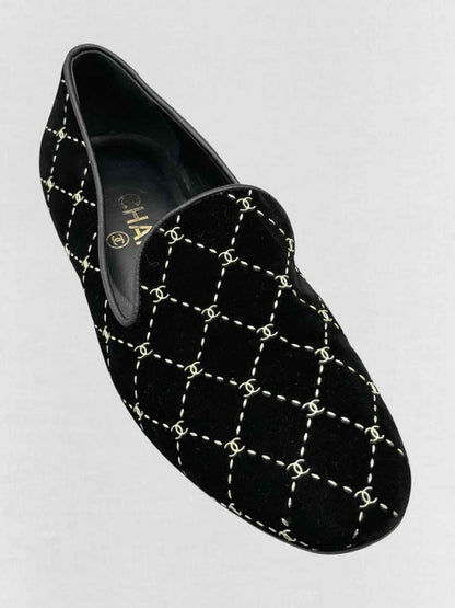 Pre - loved CHANEL Black CC Logo Size EU 37 Smoking Slippers at Reems Closet
