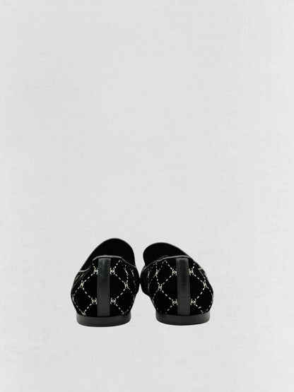 Pre - loved CHANEL Black CC Logo Size EU 37 Smoking Slippers at Reems Closet