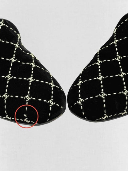 Pre - loved CHANEL Black CC Logo Size EU 37 Smoking Slippers at Reems Closet
