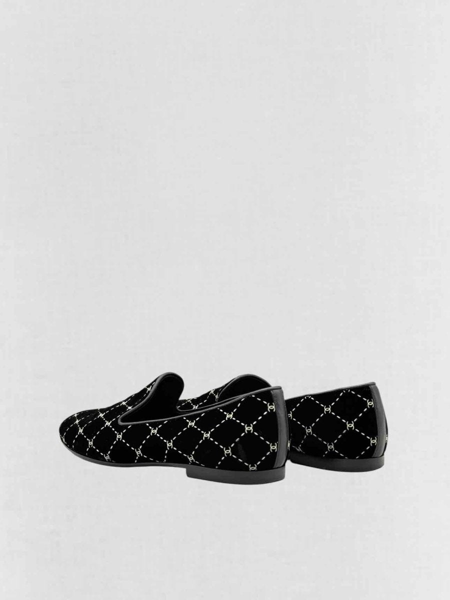 Pre - loved CHANEL Black CC Logo Size EU 37 Smoking Slippers at Reems Closet