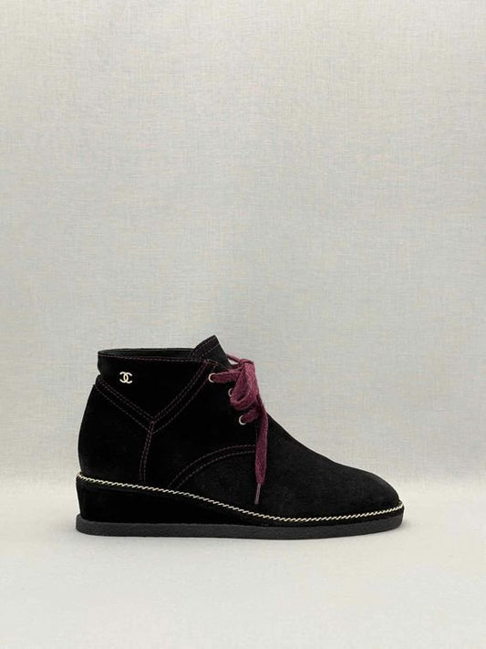 Pre-loved CHANEL Black CC Size EU 37.5 Ankle Boots at Reems Closet