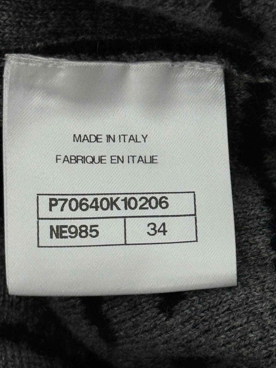 Pre - loved CHANEL Black & Grey Logo Design Size US 0 Cardigan at Reems Closet