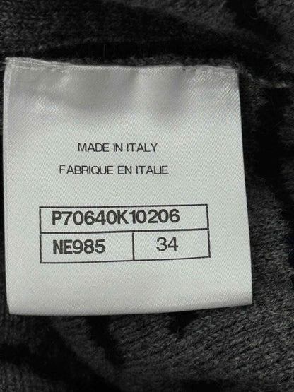 Pre - loved CHANEL Black & Grey Logo Design Size US 0 Cardigan at Reems Closet